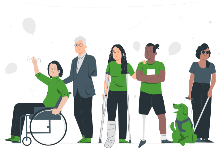 Illustration of diverse people with various disabilities