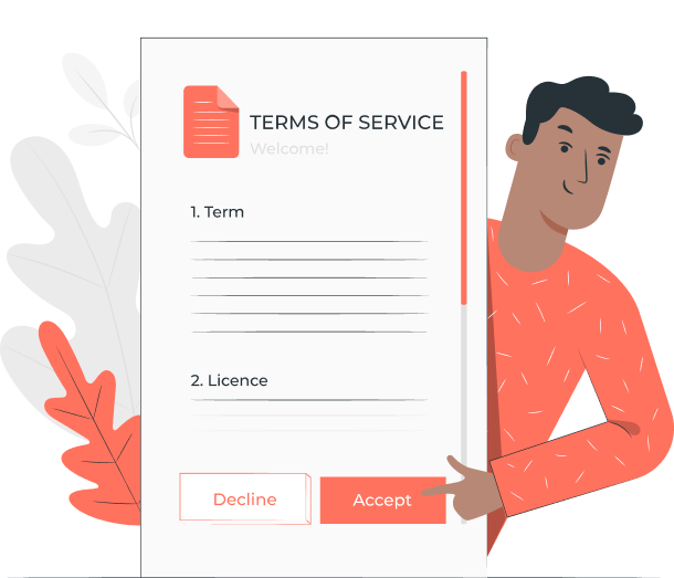 Terms of Use Illustration - Person with terms of service document